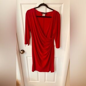 Red Ruched Wrap dress